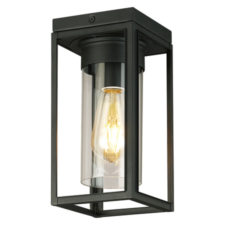 EGLO One Light Outdoor Flush Mount W/ Matte Black Finish & Clear Glass 203667A